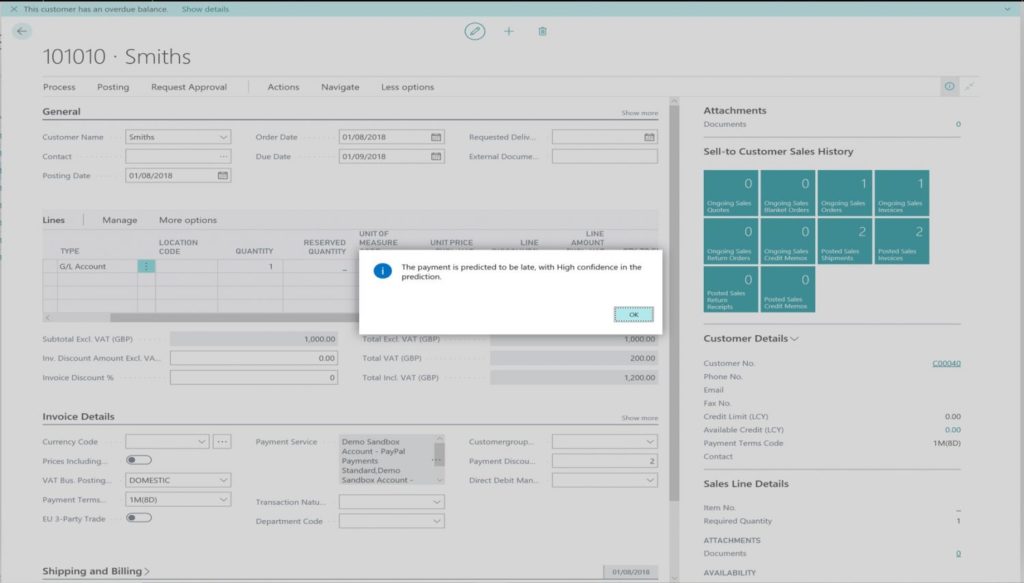 An intelligent ERP with Artificial intelligence in Microsoft Dynamics 365 Business Central