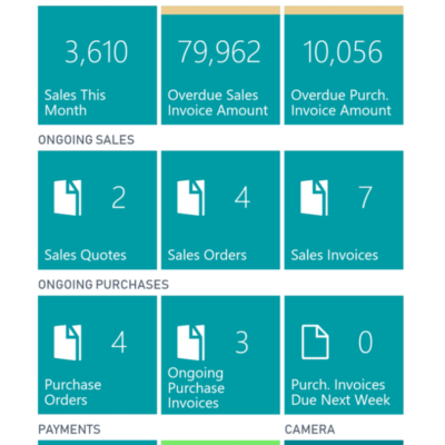 Cloud ERP - Microsoft Dynamics 365 Business Central Mobile Client Role Center